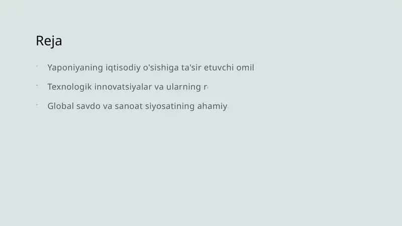 Yaponiyaning iqtisodiy o'sishiga ta'sir etuvchi omillar