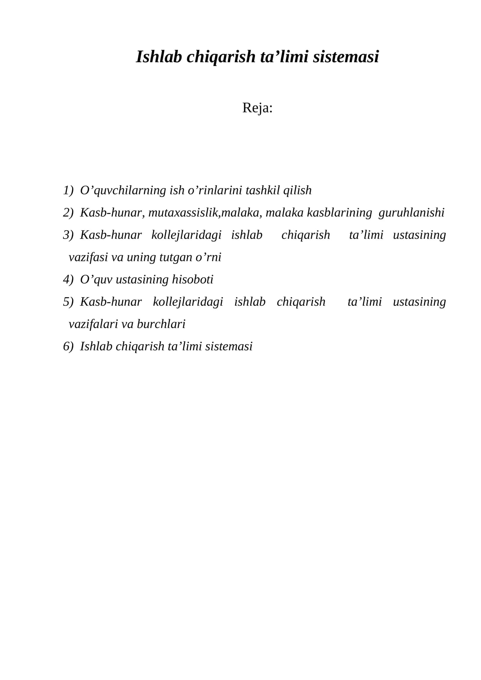 Ishlab chiqarish ta’limi sistemasi