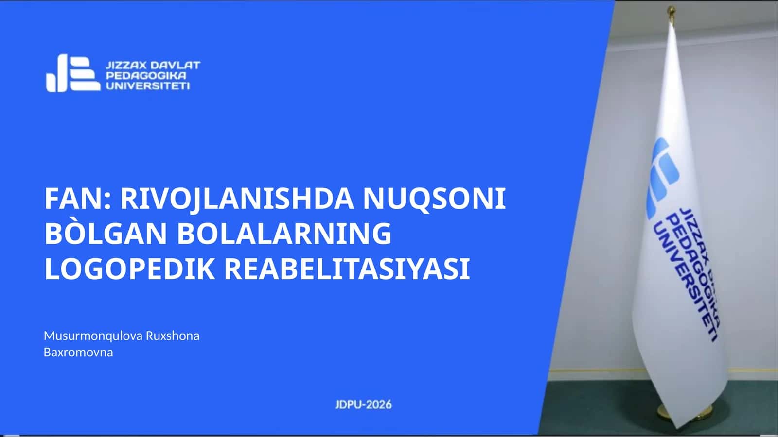 RIVOJLANISHDA NUQSONI BÒLGAN BOLALARNING LOGOPEDIK REABELITASIYASI