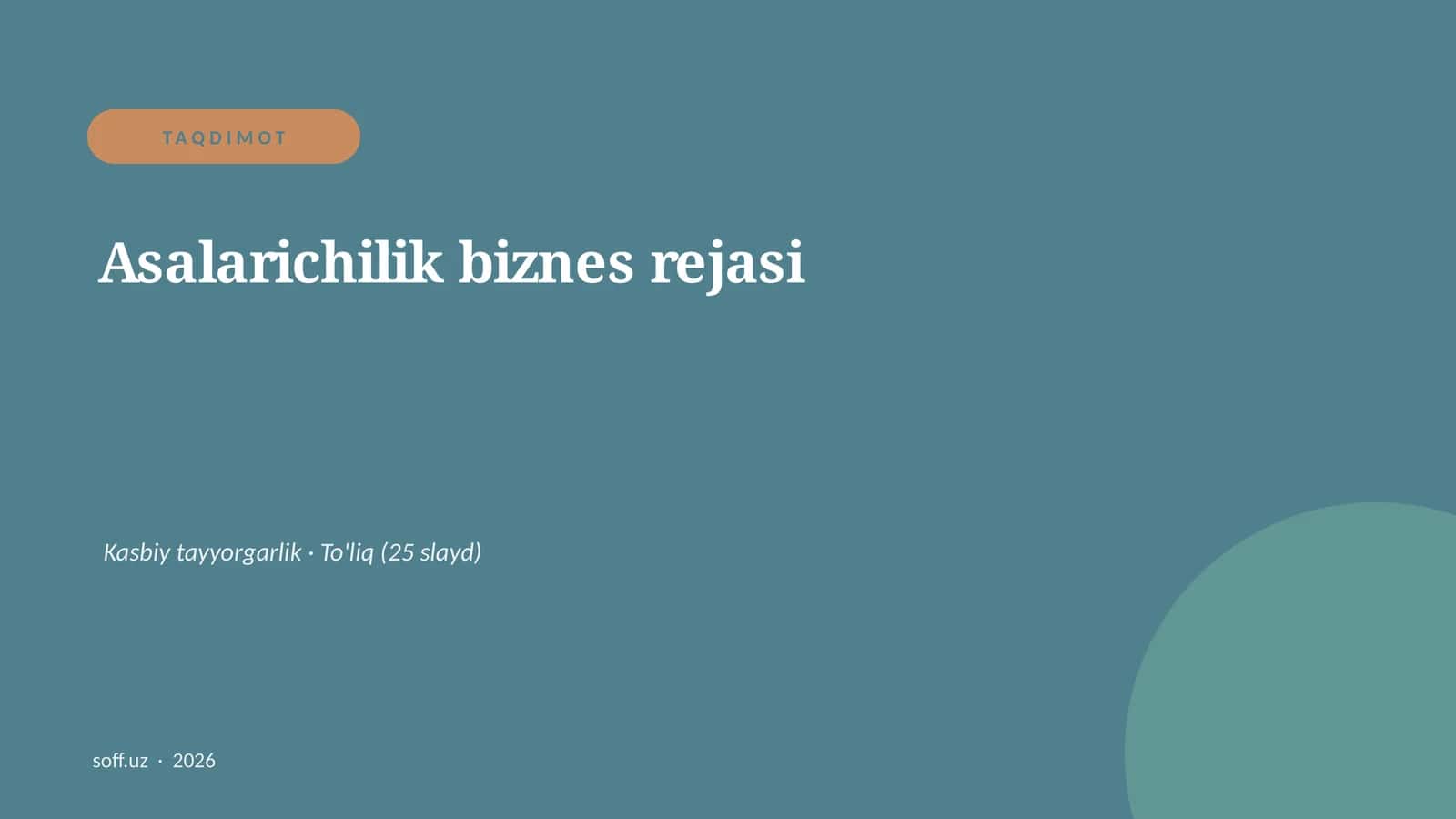 Asalarichilik biznes rejasi