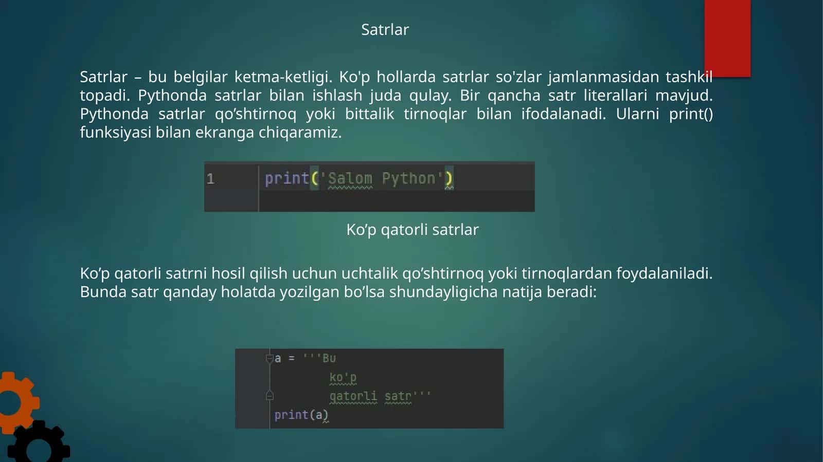 Ko’p qatorli satrlar