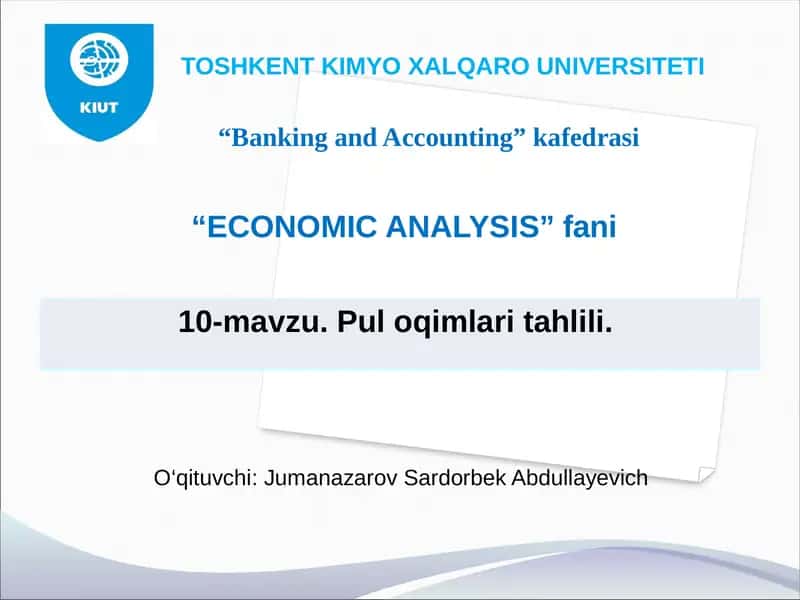 10-mavzu. Pul oqimlari tahlili