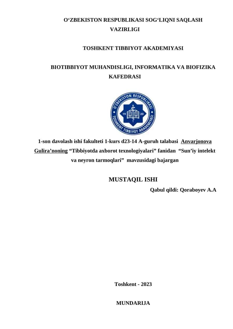 Tibbiyotda axborot texnologiyalari