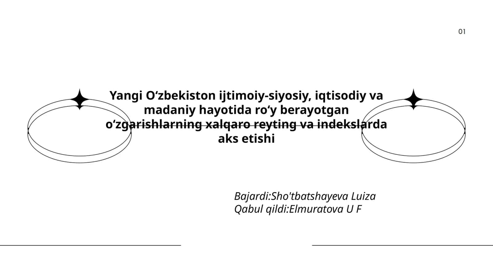 Yangi O‘zbekiston ijtimoiy-siyosiy, iqtisodiy va madaniy hayotida roʻy berayotgan oʻzgarishlarning xalqaro reyting va indekslarda aks etishi