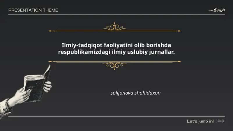 Ilmiy-tadqiqot faoliyatini olib borishda respublikamizdagi ilmiy uslubiy jurnallar