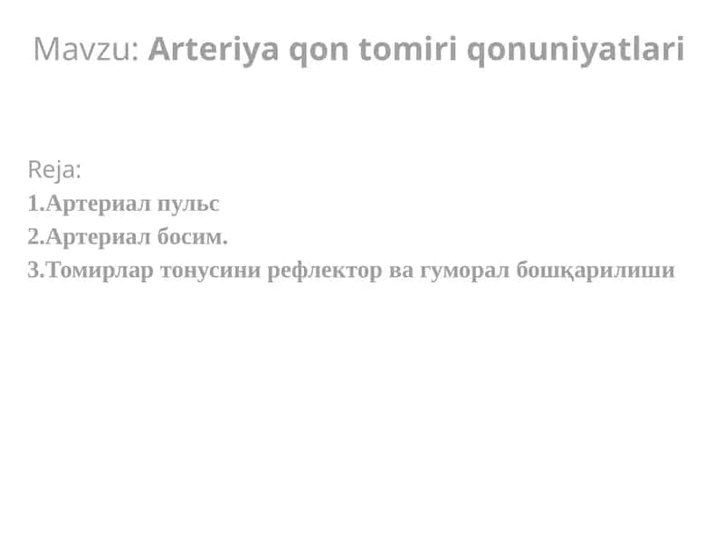 Arteriya qontomiri qonuniyatlari