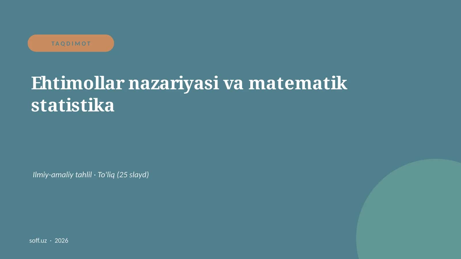 Ehtimollar nazariyasi va matematik statistika