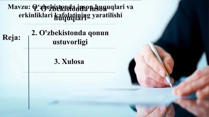 O‘zbekistonda inson huquqlari va erkinliklari kafolatining yaratilishi