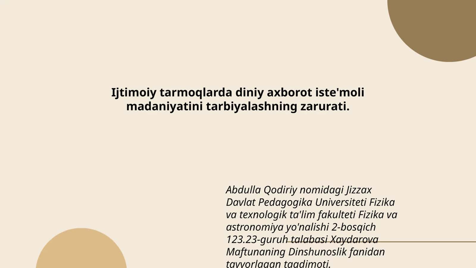 Ijtimoiy tarmoqlarda diniy axborot iste'moli madaniyatini tarbiyalashning zarurati