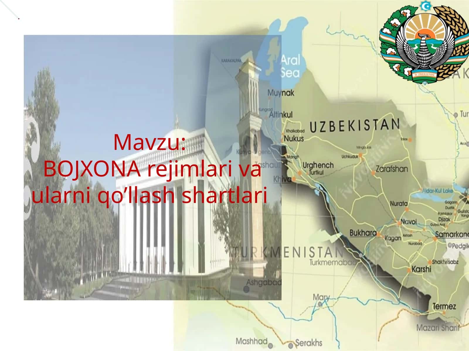 BOJXONA rejimlari va ularni qo’llash shartlari