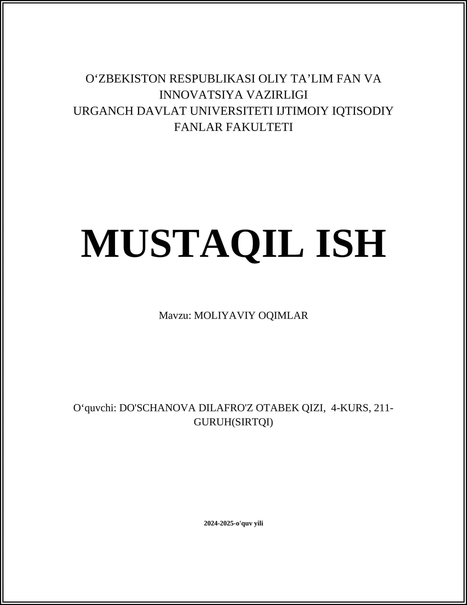 Moliyaviy Oqimlar