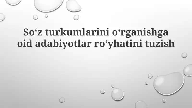 Soʻzturkumlarini oʻrganishga oid adabiyotlar roʻyhati