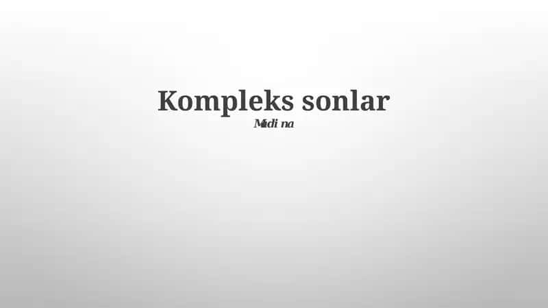 Murakkab sonlar