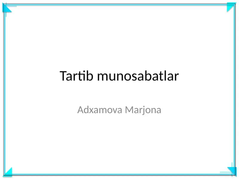 Tartib munosabatlar