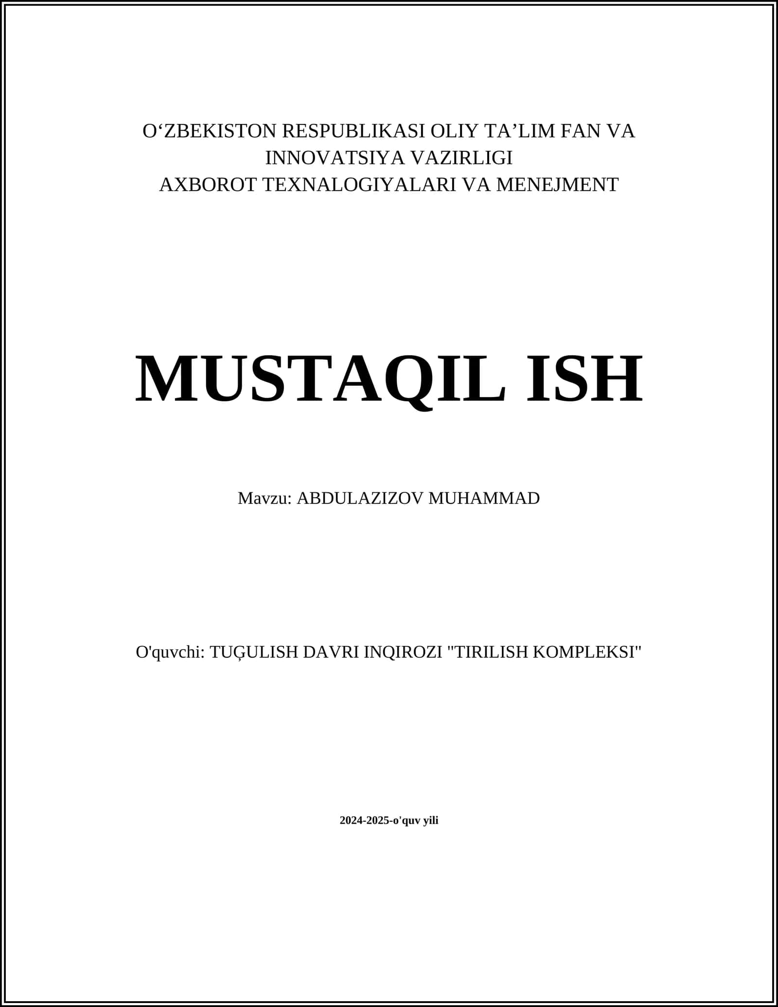 ABDULAZIZOV MUHAMMAD
