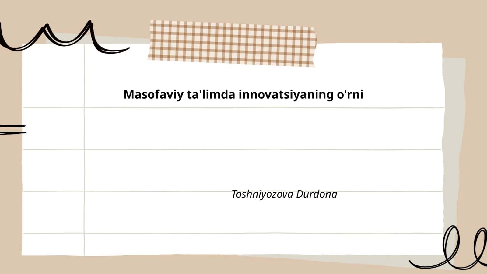 Masofaviy ta'limda innovatsiyaning o'rni