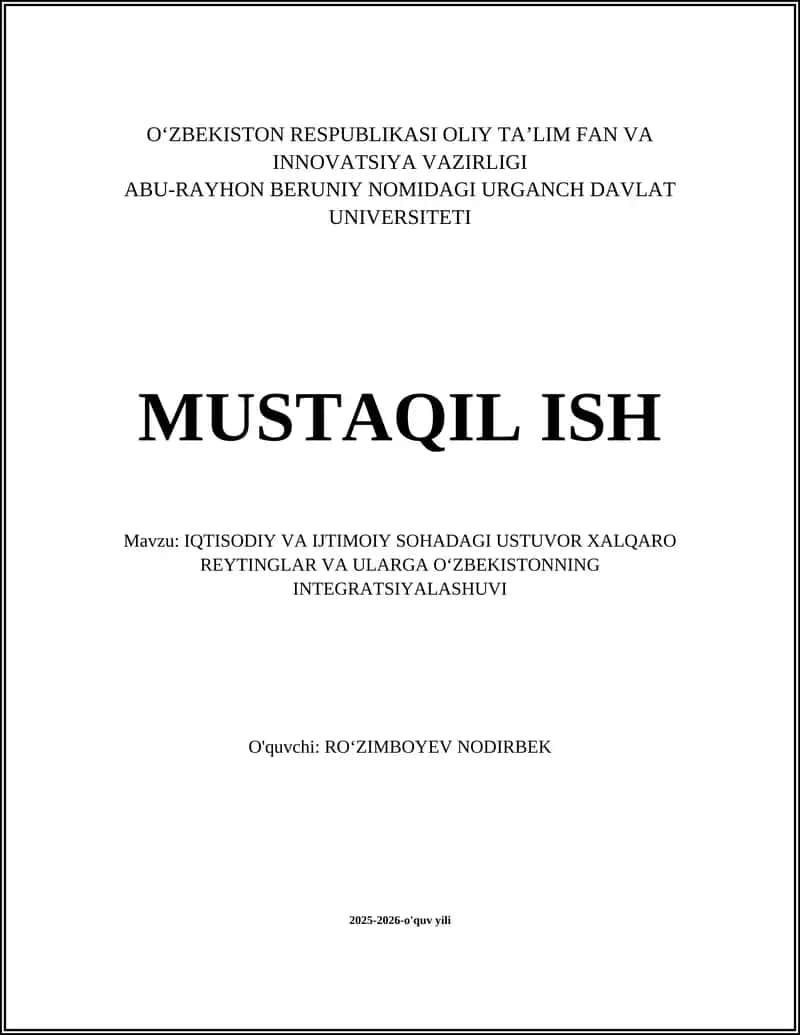 Jahon iqtisodiy raqobatbardoshlik indeksi va Oʻzbekistonning integratsiyasi