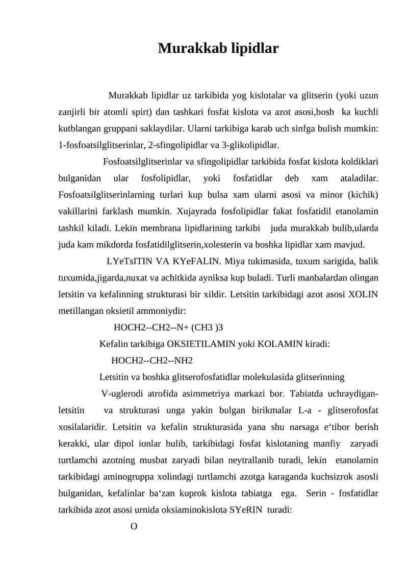 Murakkab lipidlar