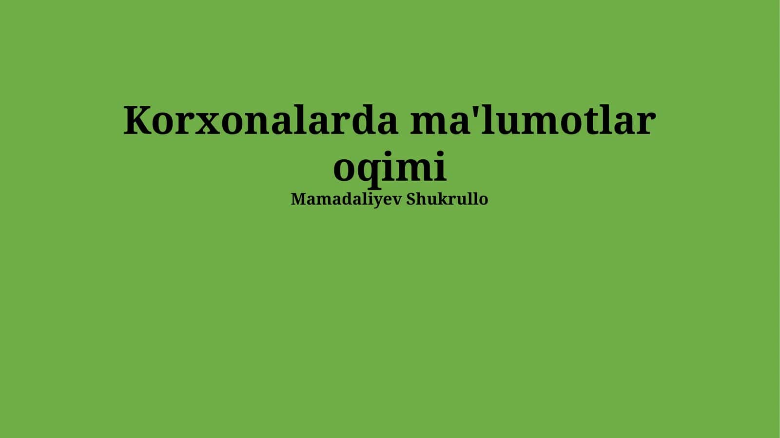 Korxonalarda ma'lumotlar oqimi