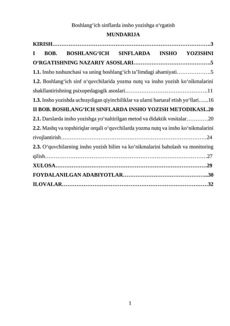 Boshlang‘ich sinflarda insho yozishga o‘rgatish