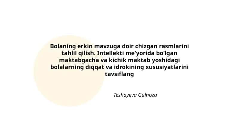 Bolaning erkin mavzuga doir chizgan rasmlari