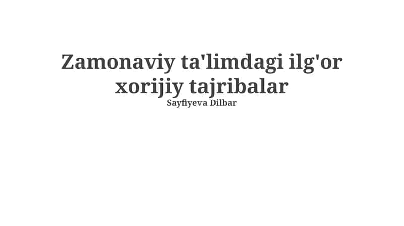 Finlyandiya fenomeni va o'qitish metodologiyasi