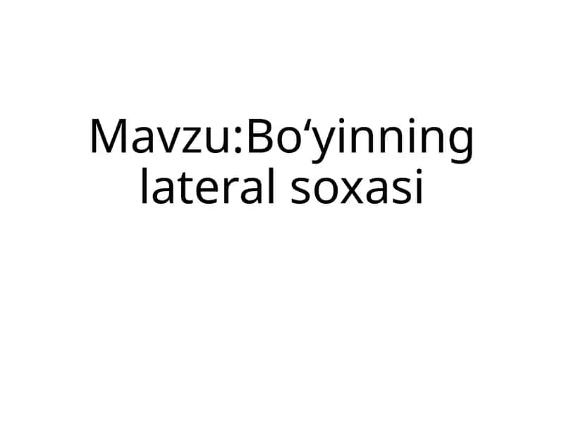 Bo‘yinning lateral soxasi