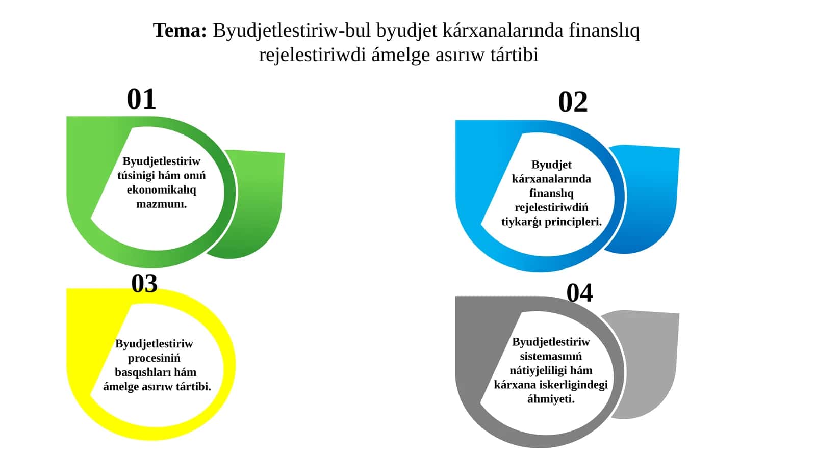 Byudjetlestiriw-bul byudjet kárxanalarında finanslıq rejelestiriwdi ámlege asırıw tártibi