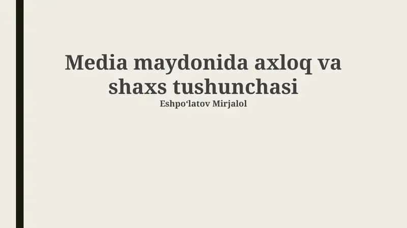 Axloq va shaxsiyatning o'zaro ta'siri