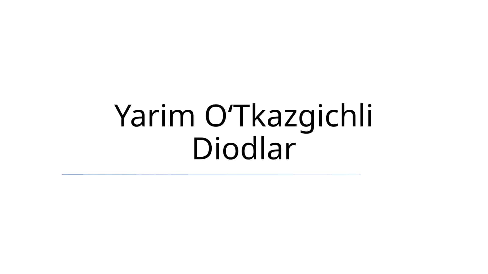 Yarim OʻTkazgichli Diodlar