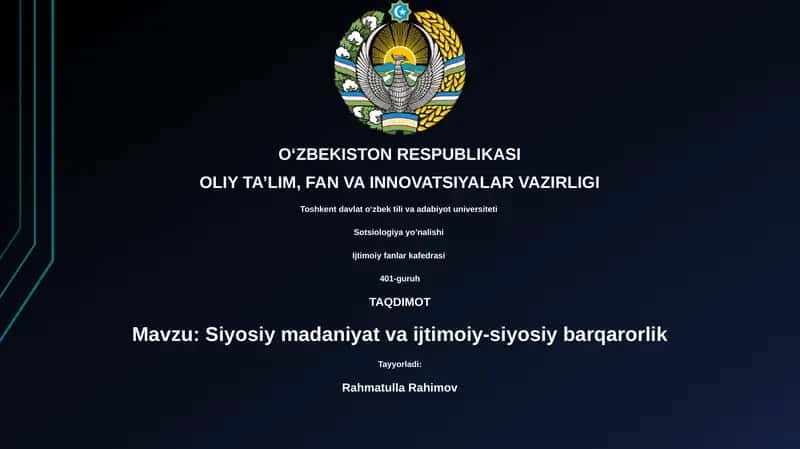 Siyosiy madaniyat va ijtimoiy-siyosiy barqarorlik