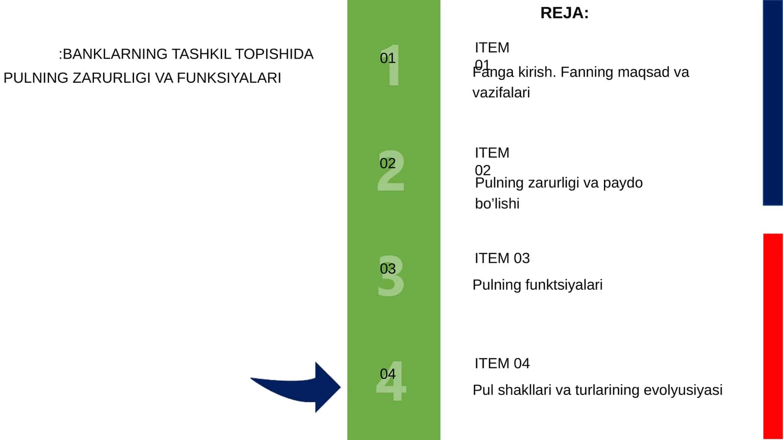BANKLARNING TASHKIL TOPISHIDA PULNING ZARURLIGI VA FUNKSIYALARI