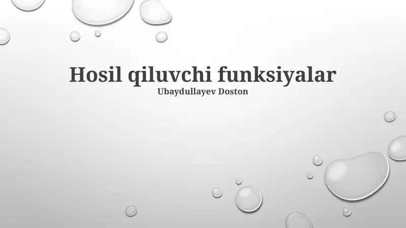 Hosil qiluvchi funksiyalar