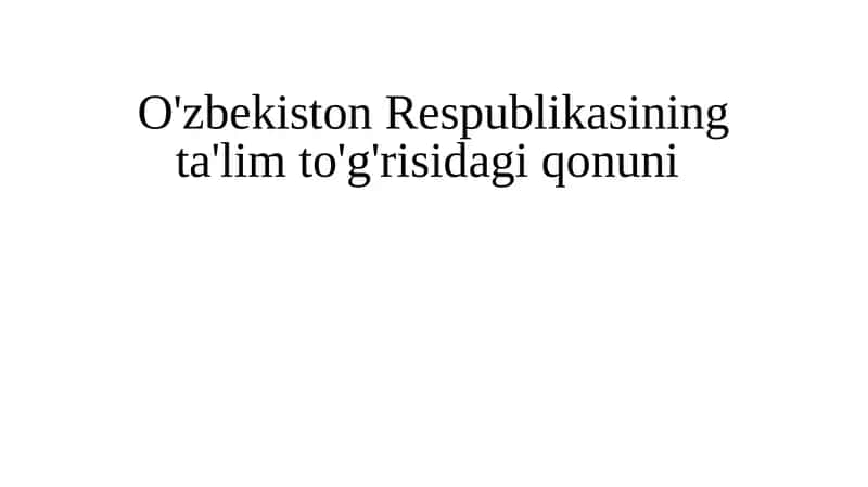 Ta'lim to'g'risidagi qonuni reja