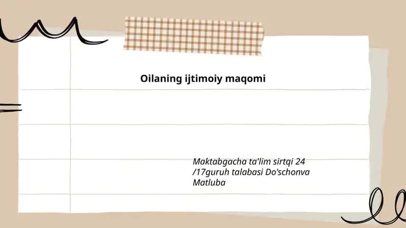 Oilaning ijtimoiy maqomi
