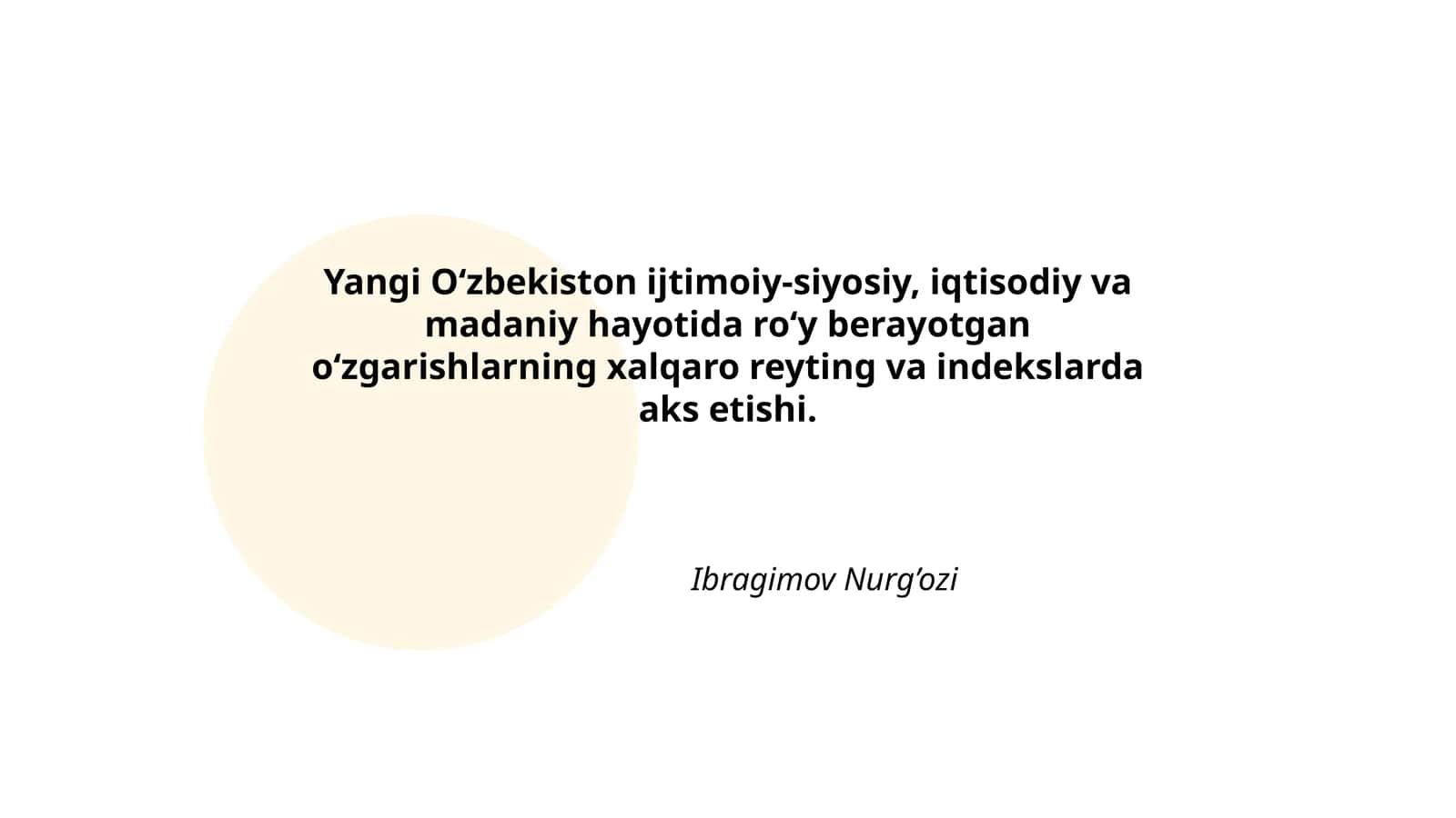 Yangi O‘zbekiston ijtimoiy-siyosiy, iqtisodiy va madaniy hayotida roʻy berayotgan oʻzgarishlarning xalqaro reyting va indekslarda aks etishi