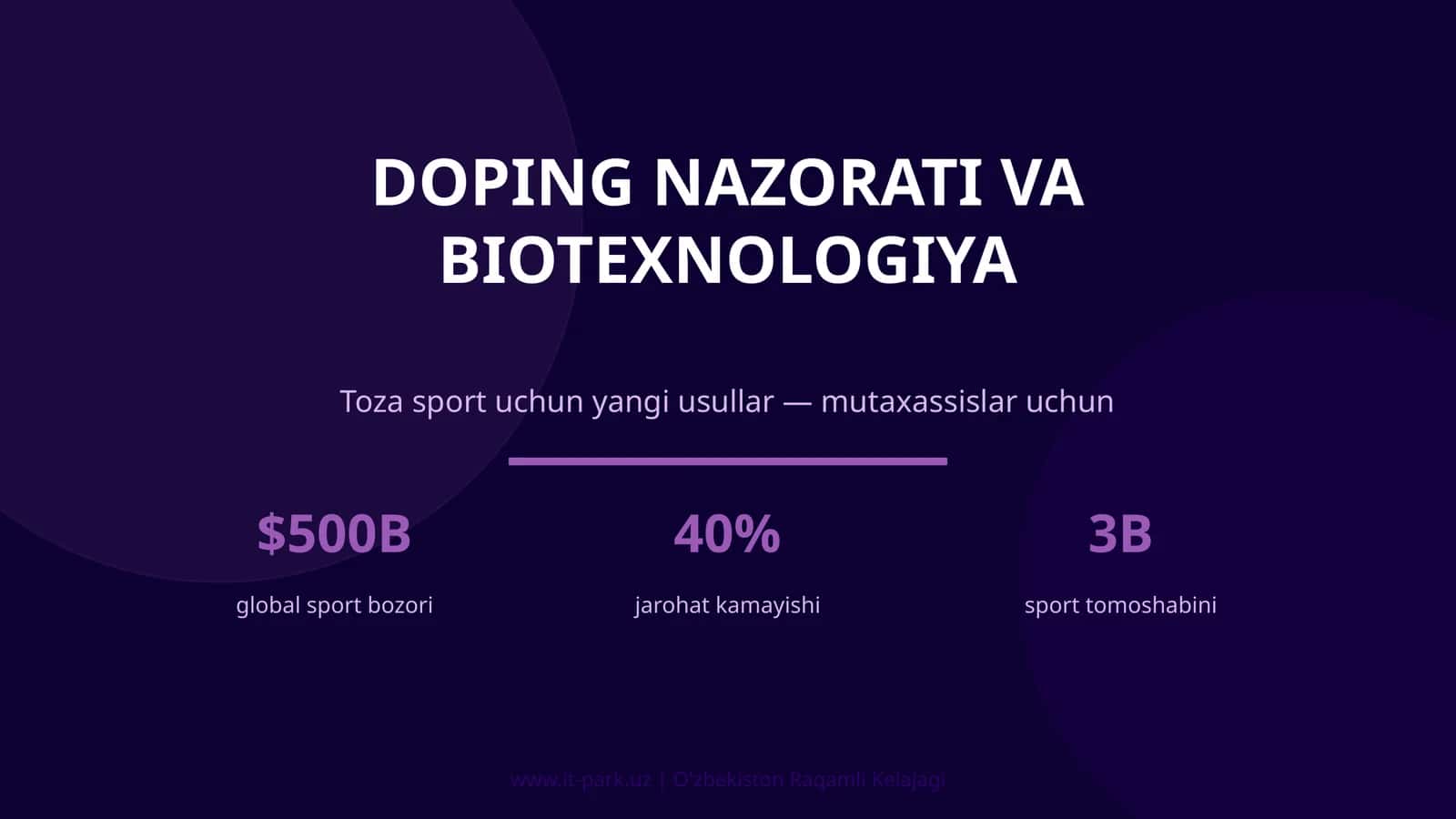 DOPING NAZORATI VA BIOTEXNOLOGIYA