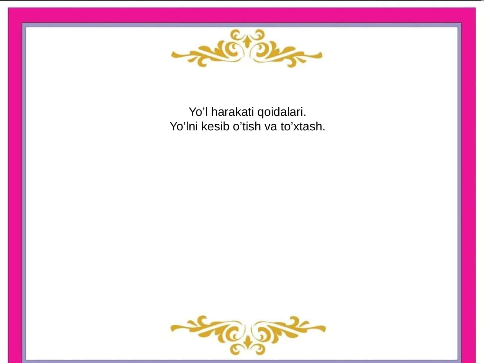 Yo’l harakati qoidalari