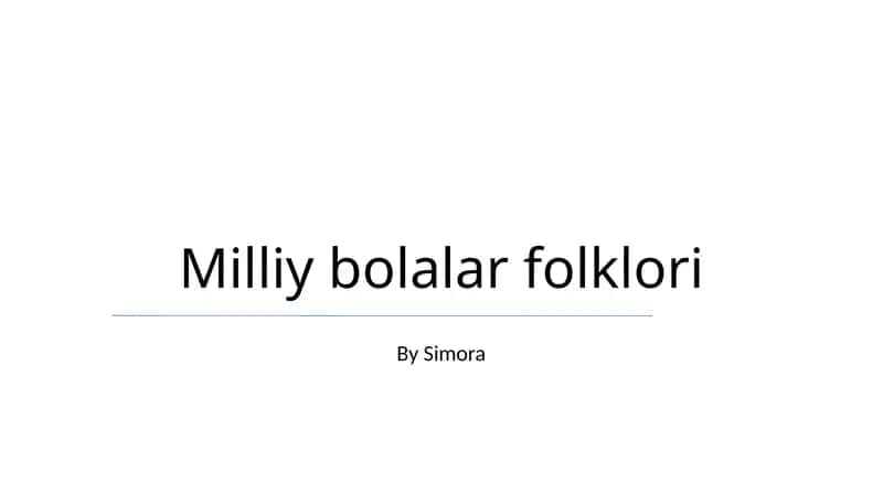 Milliy bolalar folklori