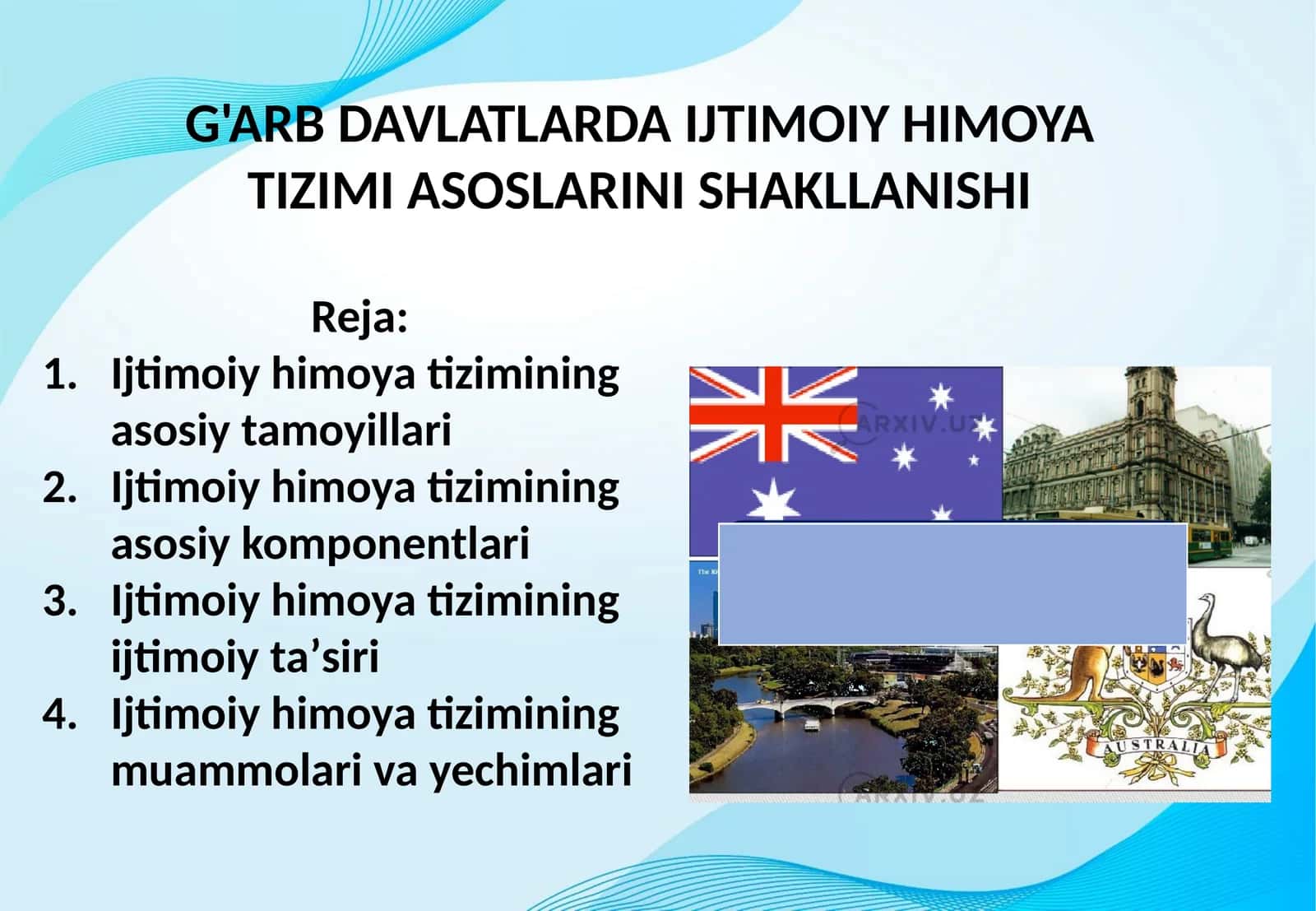 G'ARB DAVLATLARDA IJTIMOIY HIMOYA TIZIMI ASOSLARINI SHAKLLANISHI