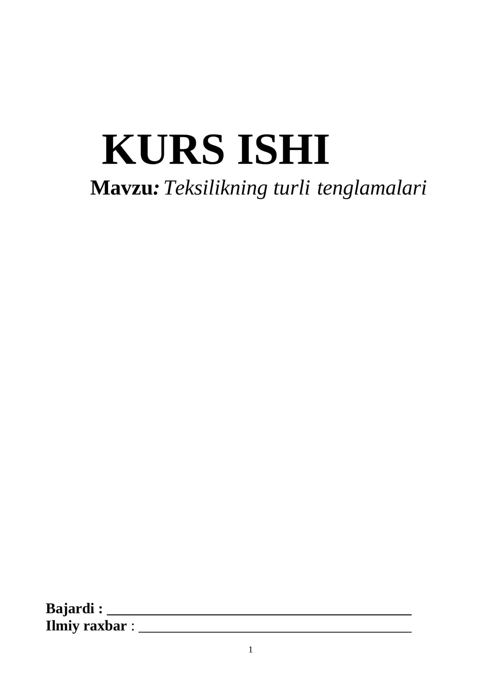 Teksilikning turli tenglamalari