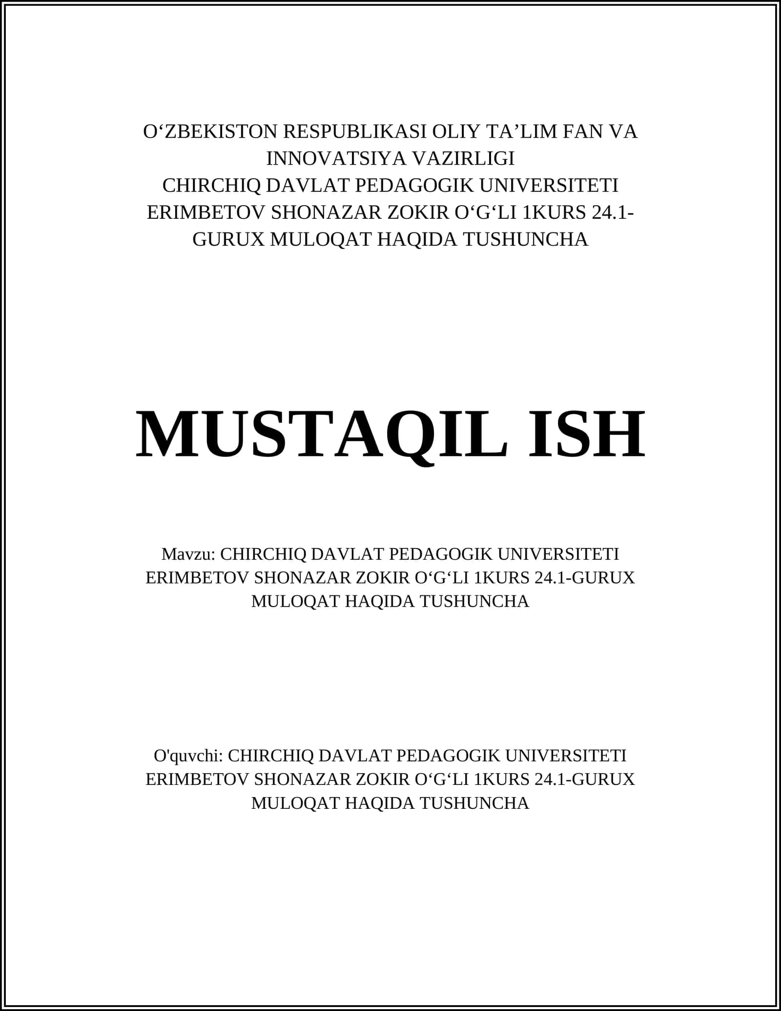 Muloqatning Mohiyati