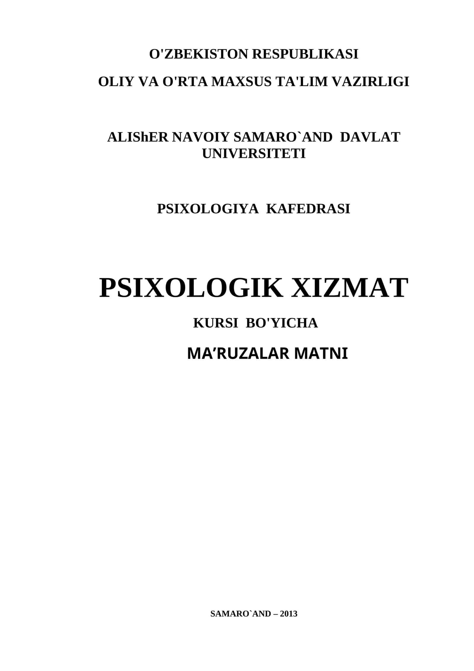 Ma’ruzaLAR MATNI