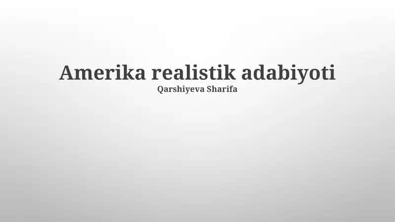 Amerika realistik adabiyoti