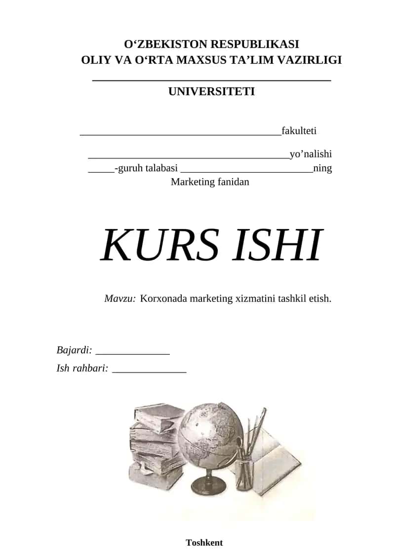 Korxonada marketing xizmatini tashkil etish.