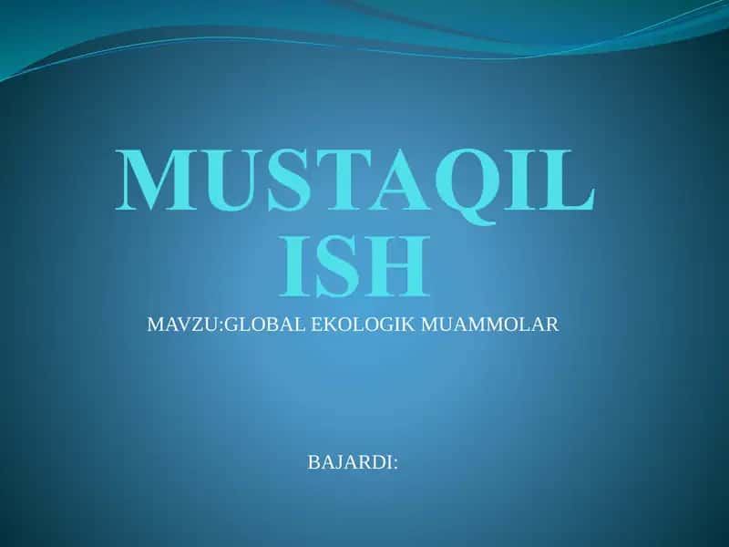 Ekologik muammolar. mustaqil ish