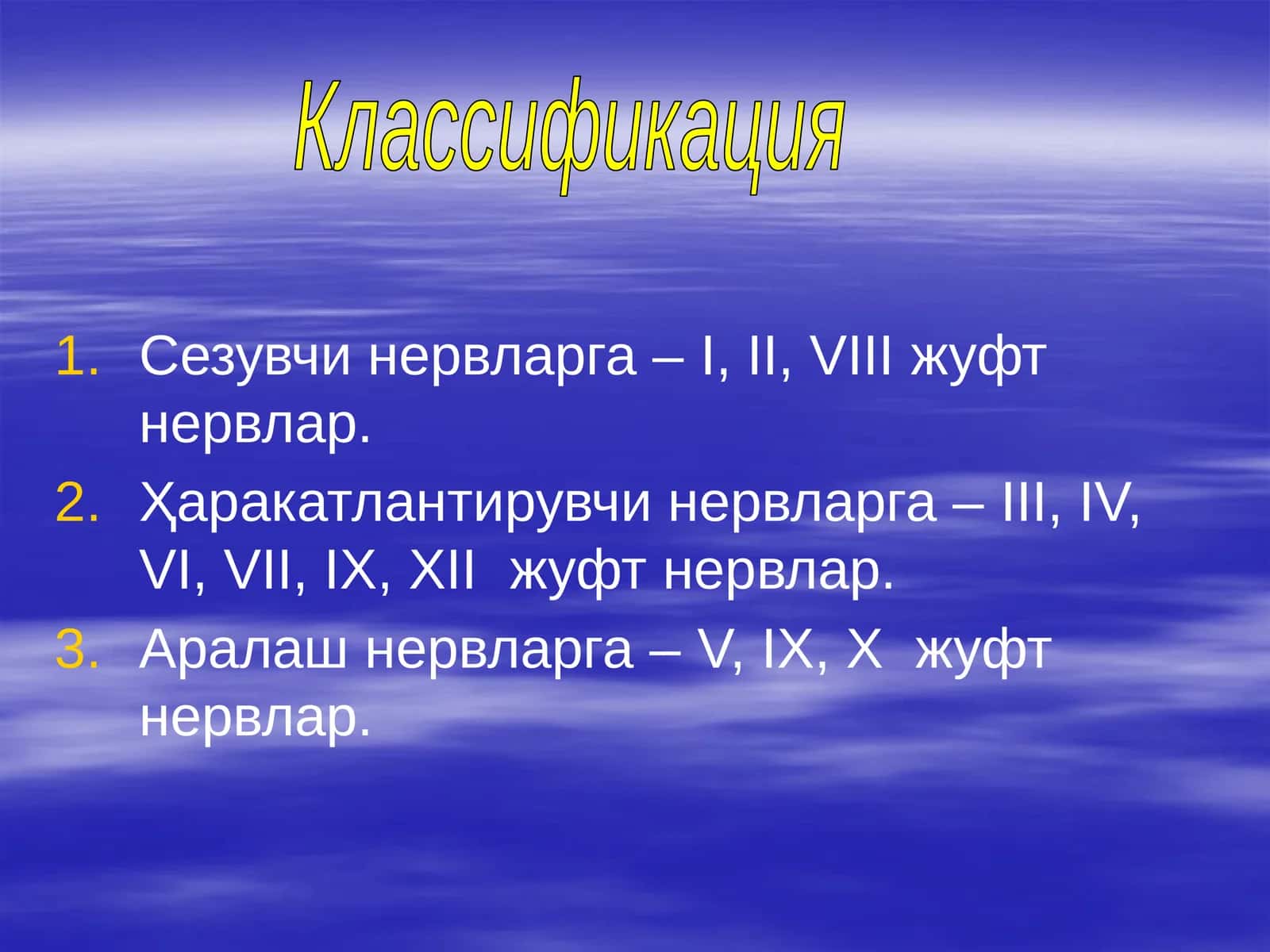 12 juft bosh miya nervlari