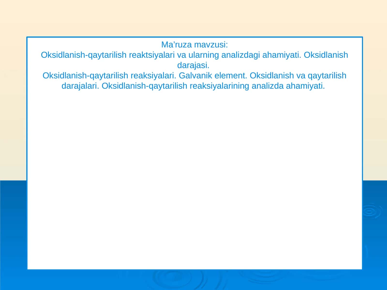 Oksidlanish-qaytarilish reaktsiyalari va ularning analizdagi ahamiyati