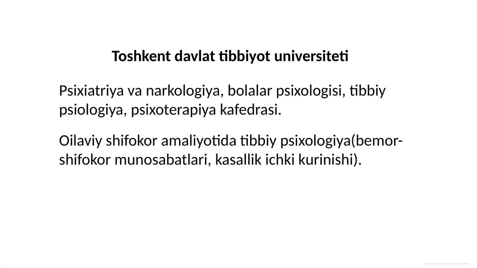 Oilaviy shifokor amaliyotida tibbiy psixologiya