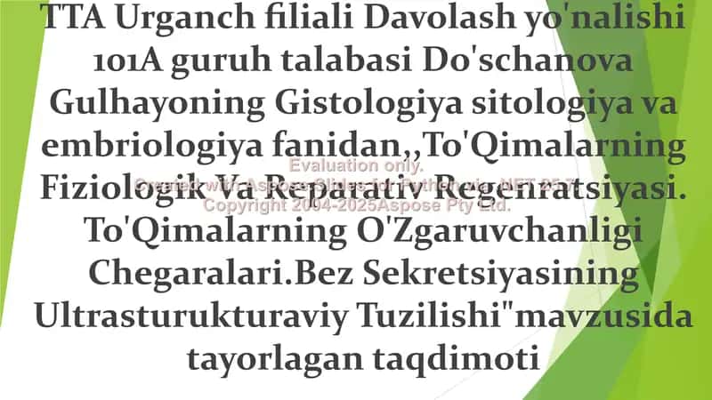 To'Qimalarning Fiziologik Va Reparativ Regenratsiyasi